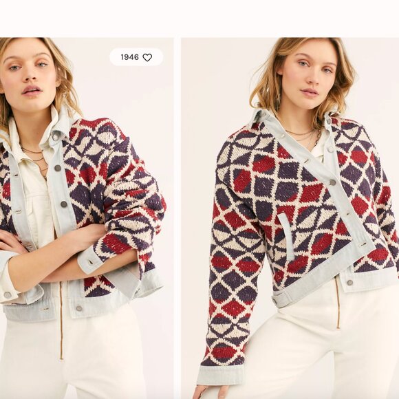 Free People Boho Knit Denim Jacket - Picture 7 of 7